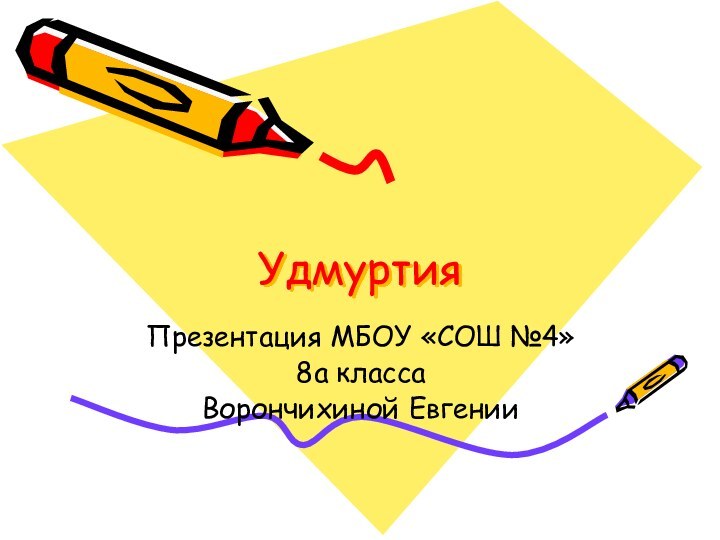 УдмуртияПрезентация МБОУ «СОШ №4» 8а классаВорончихиной Евгении