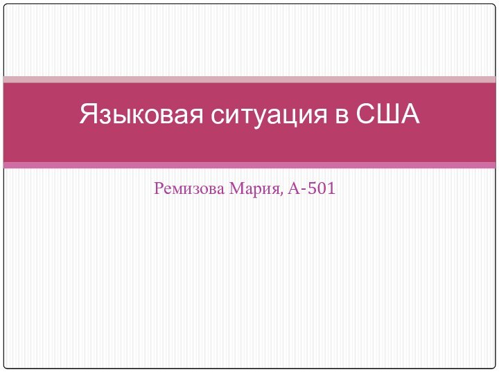 Ремизова Мария, А-501Языковая ситуация в США