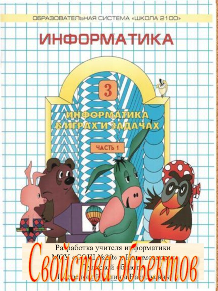 Разработка учителя информатики МОУ «СОШ №20» г. НовомосковскТульской области Поспеловой Галины ВасильевныСвойства объектов