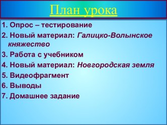 История Отечества. Галицко - Волынское княжество. Новгородская земли