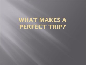 What makes a perfect trip?