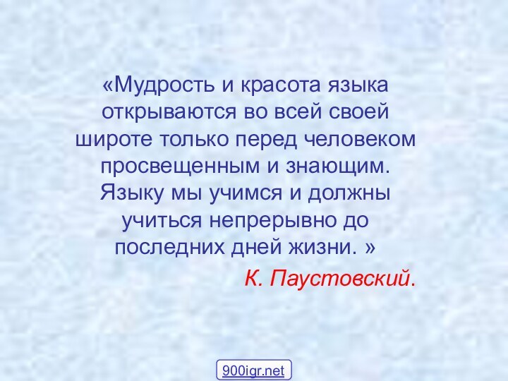 «Мудрость и красота языка открываются во всей своей широте только перед