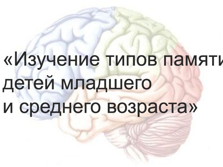 «Изучение типов памяти  детей младшего  и среднего возраста»