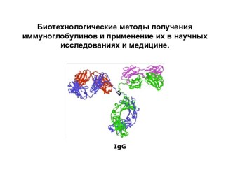 Биотехнологические методы получения иммуноглобулинов и применение их в научных исследованиях и медицине