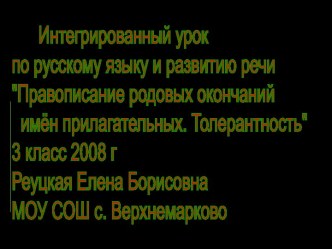 Правописание родовых окончаний имён прилагательных. Толерантность