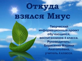 Урок развития устной речи в коррекционной школе VIII-го вида по теме Откуда взялся Миус. 4-й класс