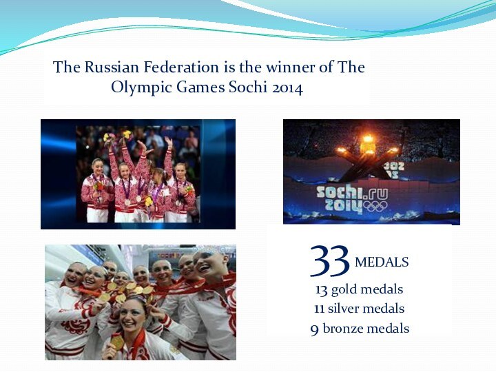 The Russian Federation is the winner of The Olympic Games Sochi 201433