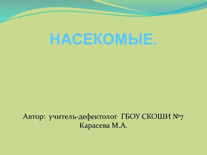 Автор: учитель-дефектолог ГБОУ СКОШИ №7 Карасева М.А.НАСЕКОМЫЕ.