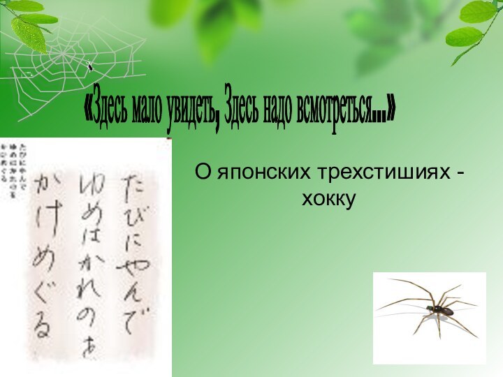 «Здесь мало увидеть, Здесь надо всмотреться…» О японских трехстишиях - хокку