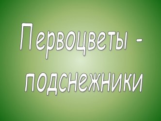 Первоцветы - подснежники