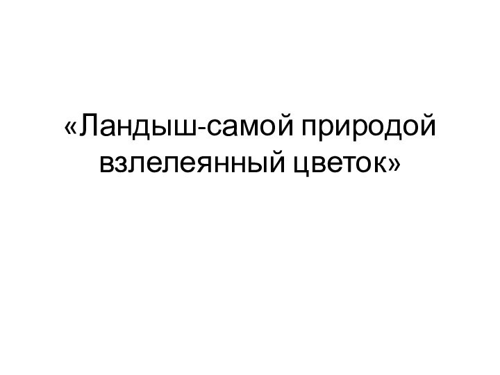 «Ландыш-самой природой взлелеянный цветок»