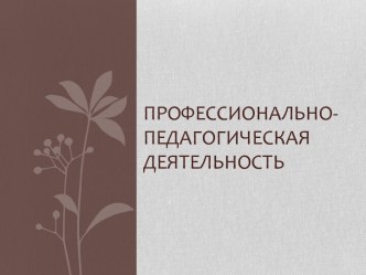 Профессионально-педагогическая деятельность