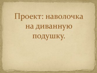 Проект: наволочка на диванную подушку.