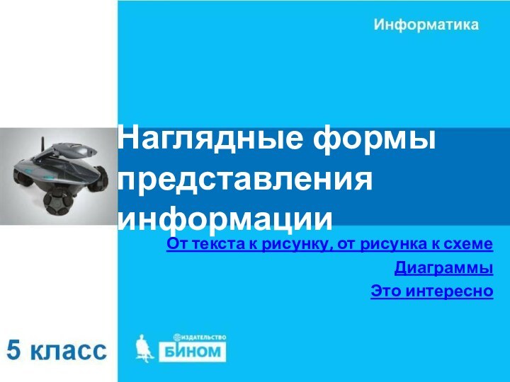 Наглядные формы представления информацииОт текста к рисунку, от рисунка к схемеДиаграммыЭто интересно