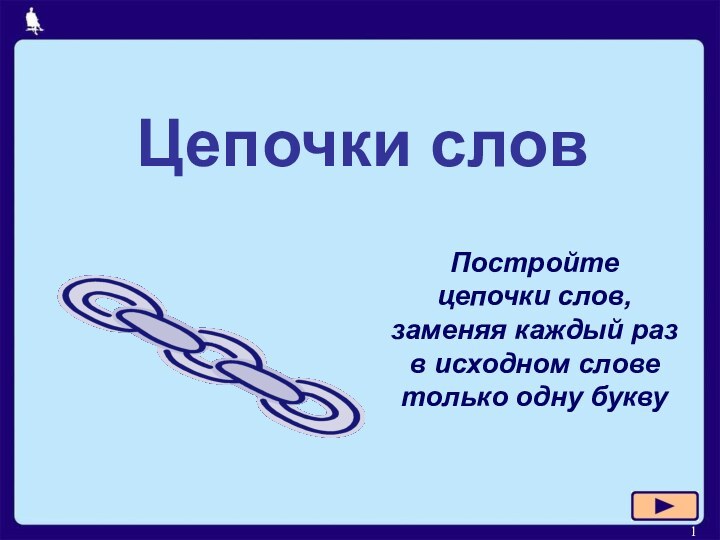 Цепочки словПостройте цепочки слов, заменяя каждый раз в исходном слове только одну букву