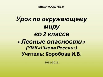 Урок по окружающему миру во 2 классе Лесные опасности (УМК Школа России)