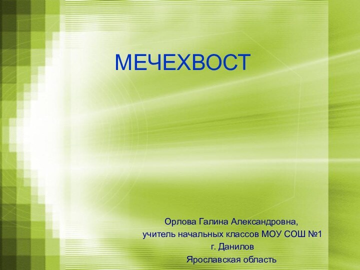 МЕЧЕХВОСТОрлова Галина Александровна, учитель начальных классов МОУ СОШ №1 г. ДаниловЯрославская область