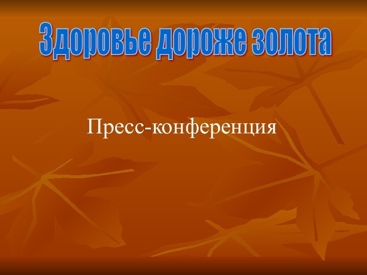 Пресс-конференцияЗдоровье дороже золота