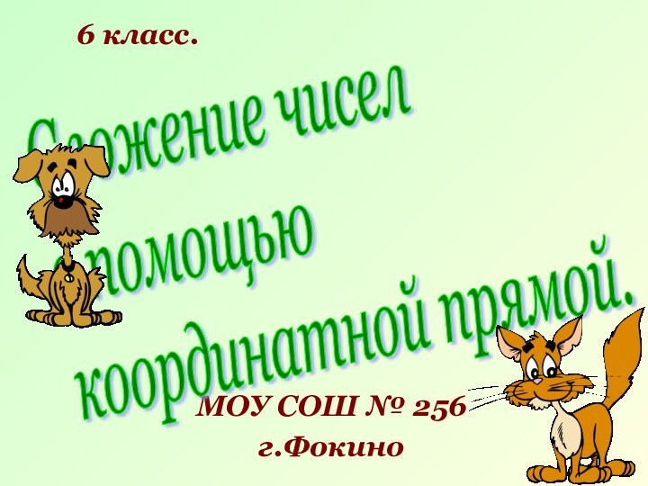 МОУ СОШ № 256г.ФокиноСложение чисел  с помощью  координатной прямой.6 класс.