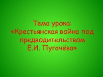 Крестьянская война под предводительством Е.И. Пугачёва