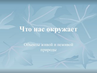 Что нас окружает (Объекты живой и неживой природы)