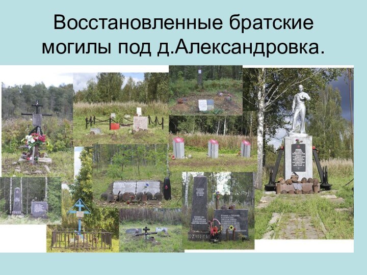 Восстановленные братские могилы под д.Александровка.