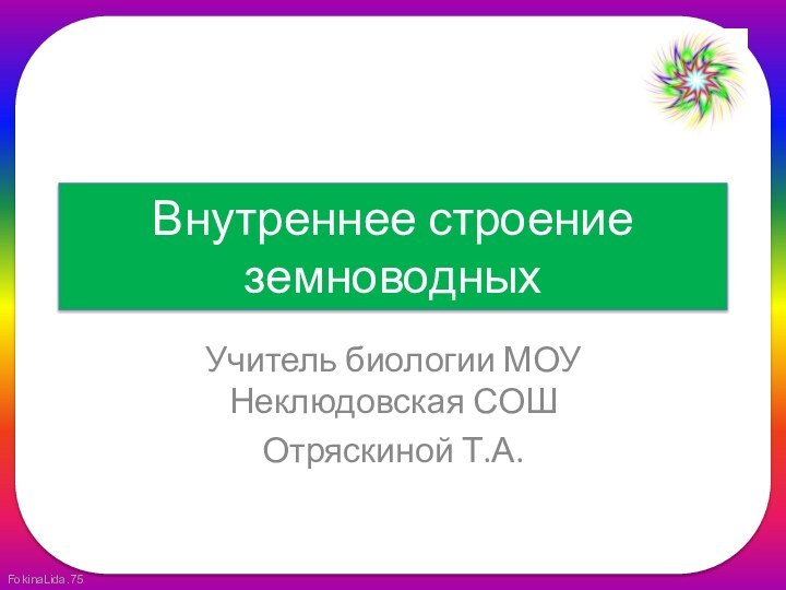 Внутреннее строение земноводныхУчитель биологии МОУ Неклюдовская СОШ Отряскиной Т.А.