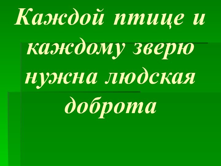 Каждой птице и каждому зверю нужна людская доброта