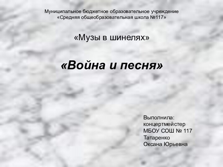 Муниципальное бюджетное образовательное учреждение «Средняя общеобразовательная школа №117»