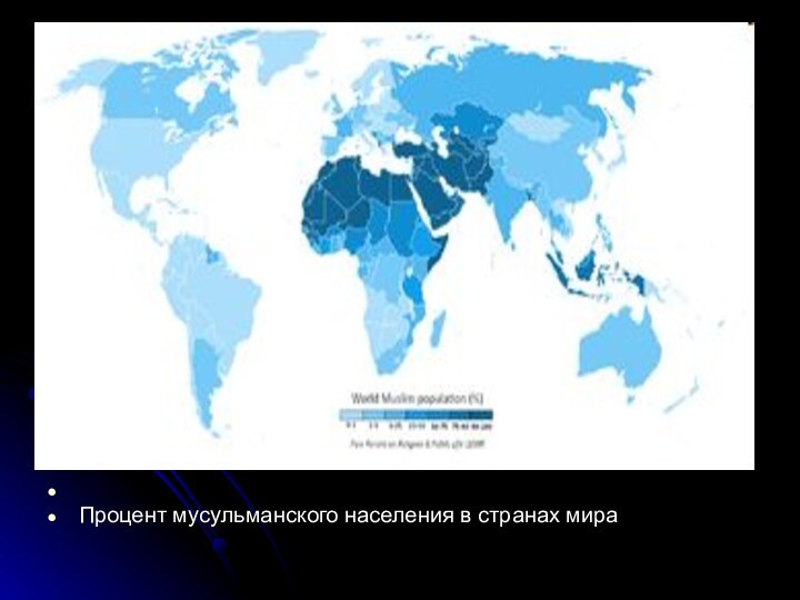 Процент мусульманского населения в странах мира