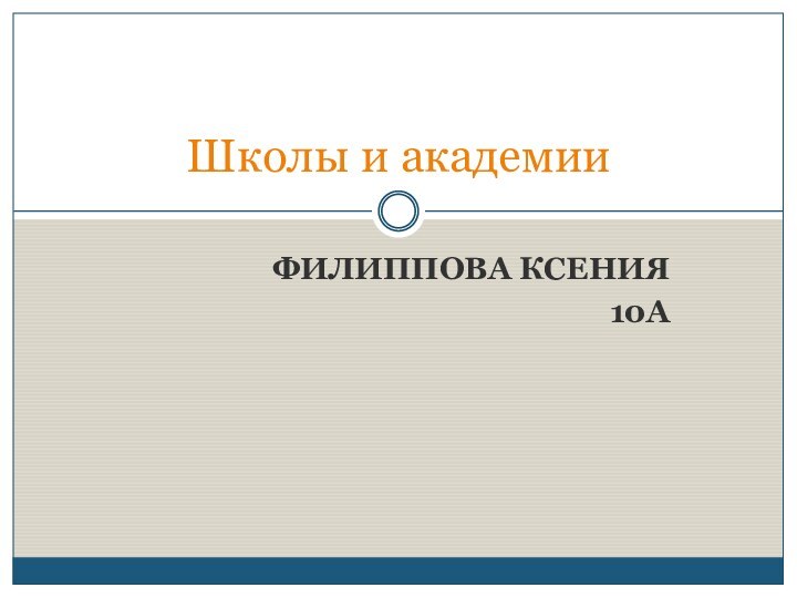 ФИЛИППОВА КСЕНИЯ 10АШколы и академии