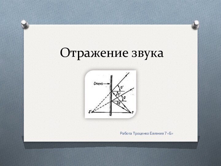 Отражение звукаРабота Троценко Евгения 7 «Б»