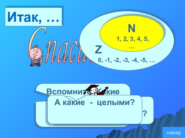 Спасибо всем  Z  0, -1, -2, -3, -4, -5, …