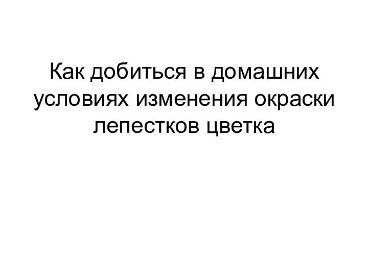 Как добиться в домашних условиях изменения окраски лепестков цветка