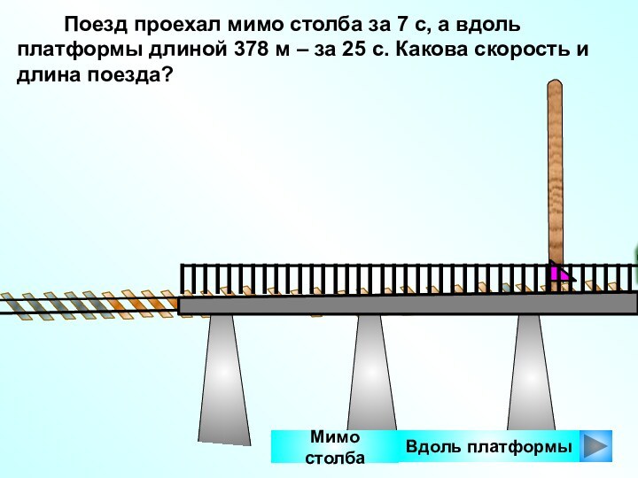 Поезд проехал мимо столба за 7 с, а