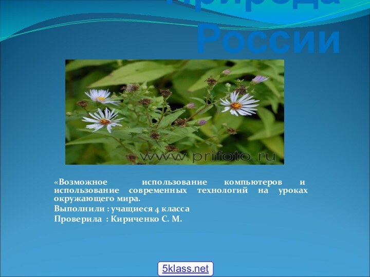 Природа России«Возможное использование компьютеров и использование современных технологий на уроках окружающего мира.Выполнили