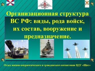 Организационная структура ВС РФ: виды, рода войск, их состав, вооружение и предназначение