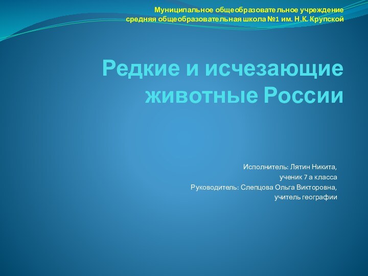 Муниципальное общеобразовательное учреждение  средняя общеобразовательная школа №1 им. Н.К. Крупской