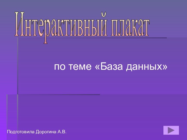 Интерактивный плакатпо теме «База данных»Подготовила Дорогина А.В.