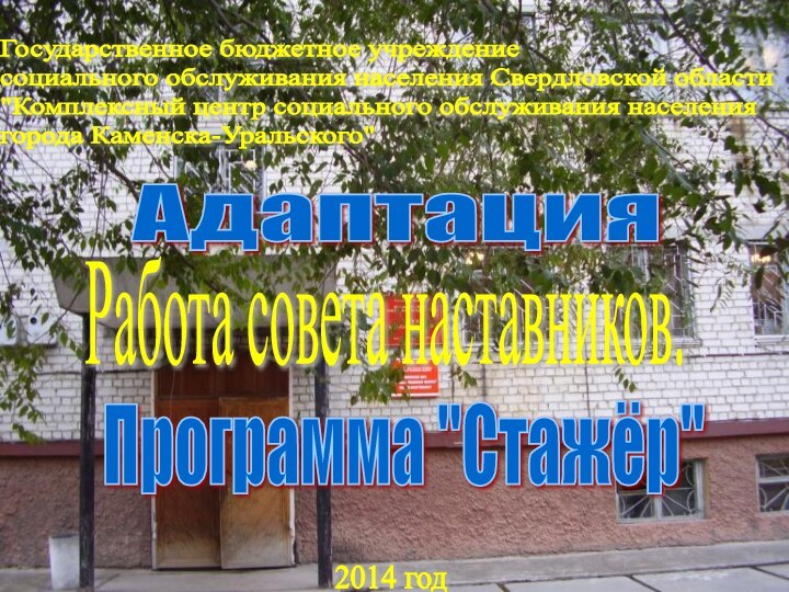 АдаптацияГосударственное бюджетное учреждение  социального обслуживания населения Свердловской области  