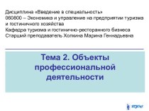 Экономика туризма. Объекты профессиональной деятельности