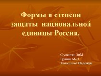 Формы и степени защиты национальной единицы России