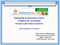 Интерактивный тренажер по русскому языку Определи склонение имени существительного; 3-4 классы