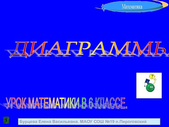 ДИАГРАММЫ 1УРОК МАТЕМАТИКИ В 6 КЛАССЕ. Бурцева Елена Васильевна. МАОУ СОШ №19 п.Пироговский