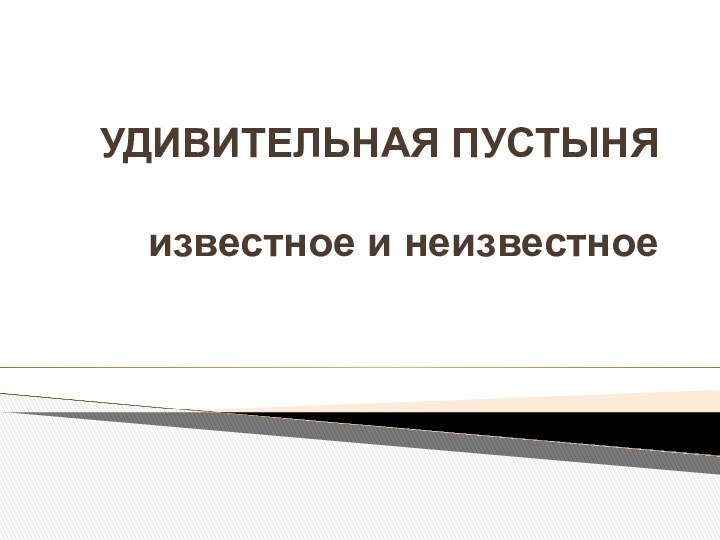 УДИВИТЕЛЬНАЯ ПУСТЫНЯ  известное и неизвестное