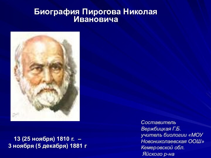 13 (25 ноября) 1810 г. – 3 ноября (5 декабря) 1881 гБиография