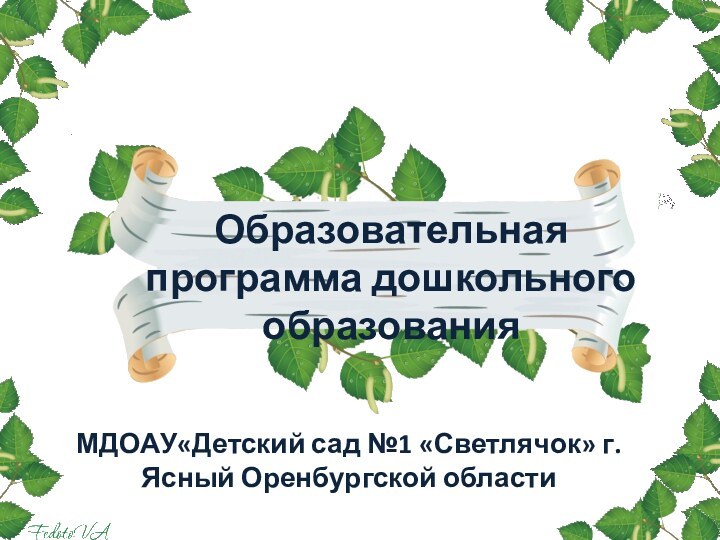 МДОАУ«Детский сад №1 «Светлячок» г.Ясный Оренбургской областиОбразовательная программа дошкольного образования