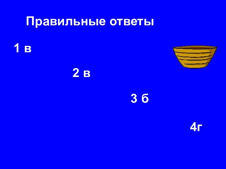 Правильные ответы1 в2 в3 б4г