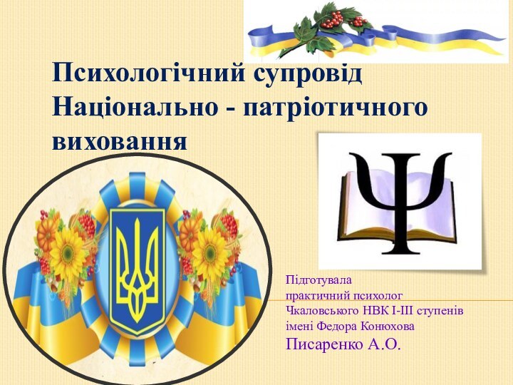 Психологічний супровід Національно - патріотичного вихованняПідготувала практичний психолог Чкаловського НВК І-ІІІ ступенівімені Федора Конюхова Писаренко А.О.