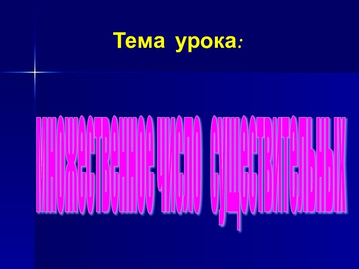 Тема урока:множественное число  существительных